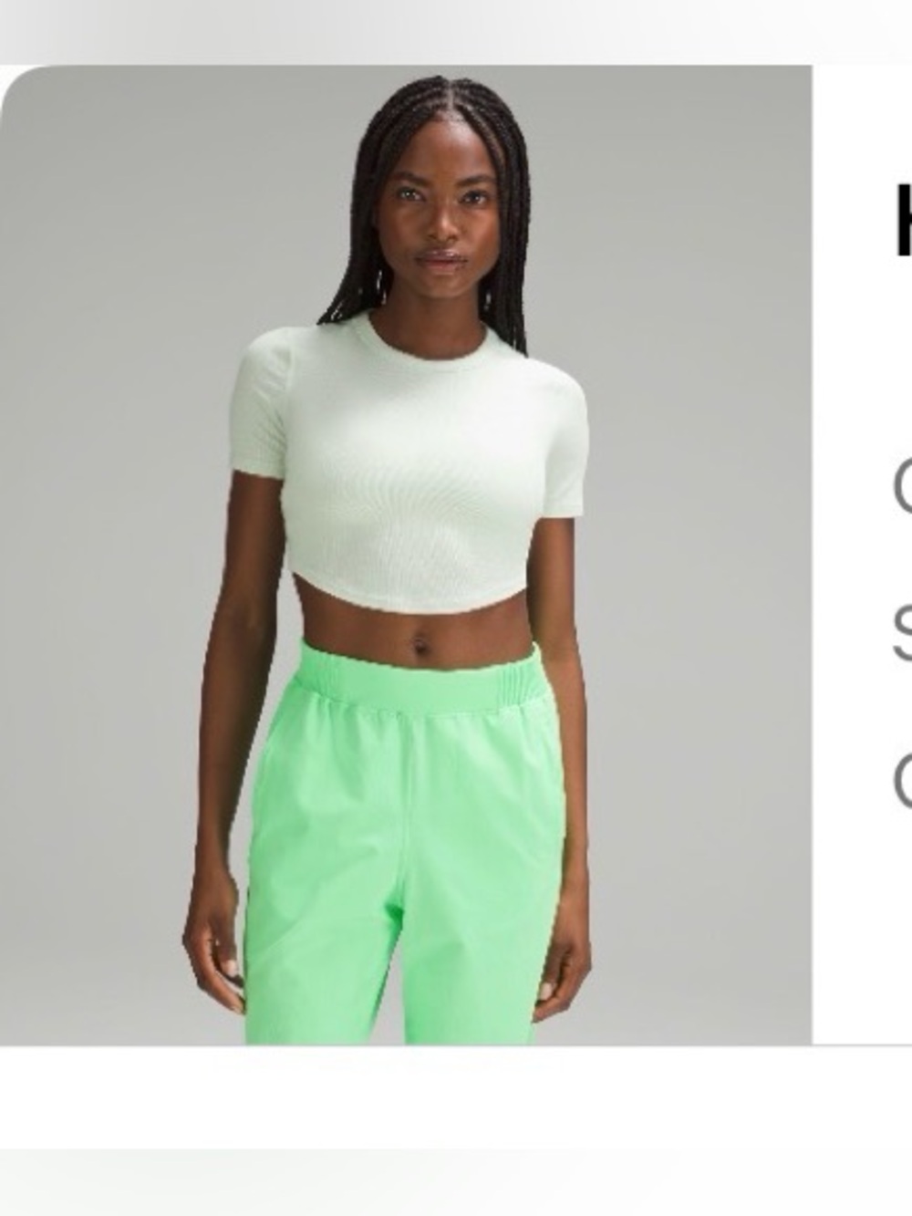 Lululemon Tight Crop Top in Kohlrabi Green